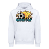 White Game day Soccer leopard flames fireball Urban Hoodie - HowdyJamesFarm