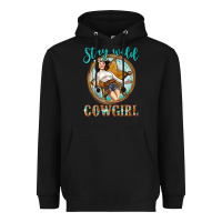 Black Western Stay Wild Cowgirl Heavyweight Hoodie - BundleAndBundleShop