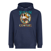 Navy Western Stay Wild Cowgirl Heavyweight Hoodie - BundleAndBundleShop
