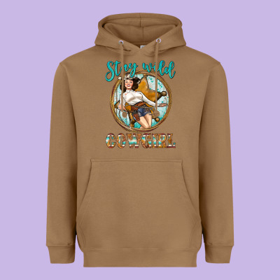 Western Stay Wild Cowgirl Heavyweight Hoodie Designed By Bundleandbundleshop