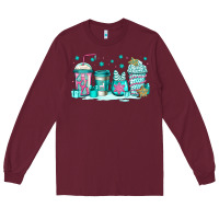 Burgundy winter Christmas tree cakes coffee Long Sleeve Tee - Jasminsmagicworld