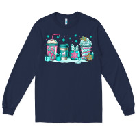 Navy winter Christmas tree cakes coffee Long Sleeve Tee - Jasminsmagicworld