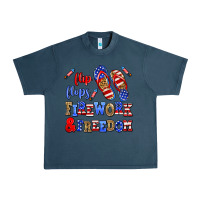Midnight Navy flip flops fireworks and freedom Urban Heavy Tee - AdoDesignShop