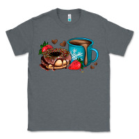 Charcoal Heather donut coffee strawberry Classic Tee - AdoDesignShop