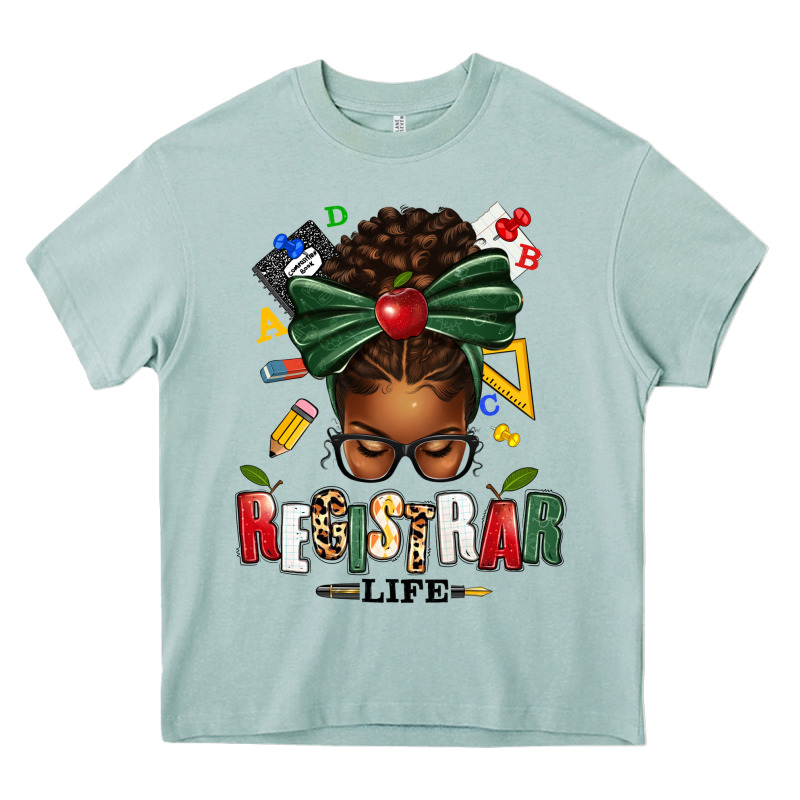 Registrar Life Afro Messy Bun Heavy Core Tee by texasbilliewilder | Teevron