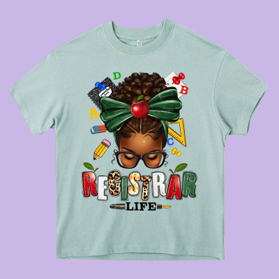 Registrar Life Afro Messy Bun Heavy Core Tee Designed By Texasbilliewilder