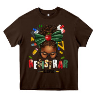 Chocolate Brown registrar life afro messy bun Heavy Core Tee - texasbilliewilder