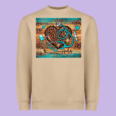 Nurse Leopard Heart Heavyweight Sweatshirt Designed By Jahusdesignshop