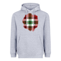 Heather Grey Christmas Tartan Patch Heavyweight Hoodie - BundleAndBundleShop
