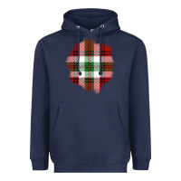 Navy Christmas Tartan Patch Heavyweight Hoodie - BundleAndBundleShop