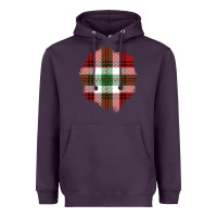 Plum Christmas Tartan Patch Heavyweight Hoodie - BundleAndBundleShop