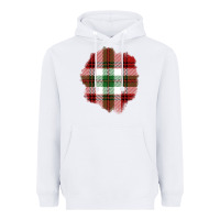 White Christmas Tartan Patch Heavyweight Hoodie - BundleAndBundleShop