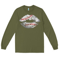 Army Green baseball lips Long Sleeve Tee - AdoDesignShop