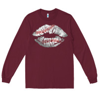 Burgundy baseball lips Long Sleeve Tee - AdoDesignShop
