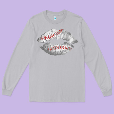 Baseball Lips Long Sleeve Tee Designed By Adodesignshop