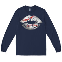 Navy baseball lips Long Sleeve Tee - AdoDesignShop