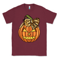 Burgundy Leopard Ribbon Halloween Pumkin Classic Tee - JahusDesignShop