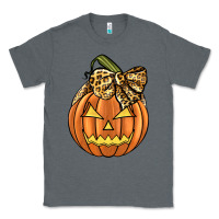 Charcoal Heather Leopard Ribbon Halloween Pumkin Classic Tee - JahusDesignShop