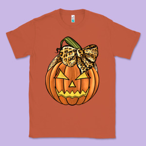 Leopard Ribbon Halloween Pumkin Classic Tee Designed By Jahusdesignshop