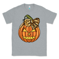 Heather Grey Leopard Ribbon Halloween Pumkin Classic Tee - JahusDesignShop