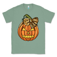 Sage Leopard Ribbon Halloween Pumkin Classic Tee - JahusDesignShop