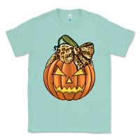 Seafoam Leopard Ribbon Halloween Pumkin Classic Tee - JahusDesignShop