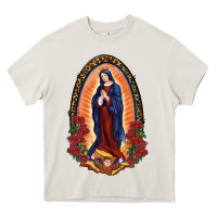 Cream Our Lady Of Guadalupe Heavy Core Tee - RanaPortraitStore