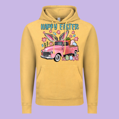 Happy Easter Truck Vintage Hoodie Designed By Oliviacreatesart
