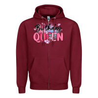 Burgundy birthday queen Zipper Hoodie - MaliasSmallBusiness