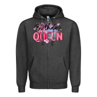 Charcoal Heather birthday queen Zipper Hoodie - MaliasSmallBusiness
