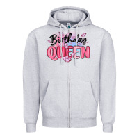 Heather Grey birthday queen Zipper Hoodie - MaliasSmallBusiness