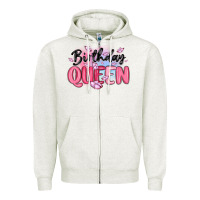 Oatmeal Heather birthday queen Zipper Hoodie - MaliasSmallBusiness