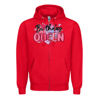 Red birthday queen Zipper Hoodie - MaliasSmallBusiness