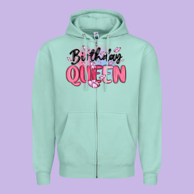 Birthday Queen Zipper Hoodie Designed By Maliassmallbusiness
