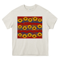 Cream usa and sunflower pattern Heavy Core Tee - Artiststas