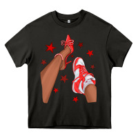 Asphalt Bright Red Afro Girl Sneakers and Heels Heavy Core Tee - texasbilliewilder