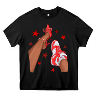 Black Bright Red Afro Girl Sneakers and Heels Heavy Core Tee - texasbilliewilder