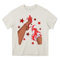 Cream Bright Red Afro Girl Sneakers and Heels Heavy Core Tee - texasbilliewilder