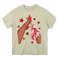 Mossy Bright Red Afro Girl Sneakers and Heels Heavy Core Tee - texasbilliewilder