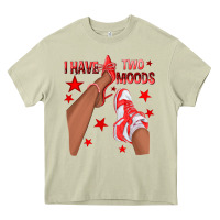 Mossy Bright Red I Have Two Moods Afro Girl Sneakers Heavy Core Tee - texasbilliewilder