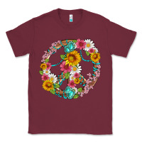 Burgundy floral peace sign with gemstone Classic Tee - Artiststas