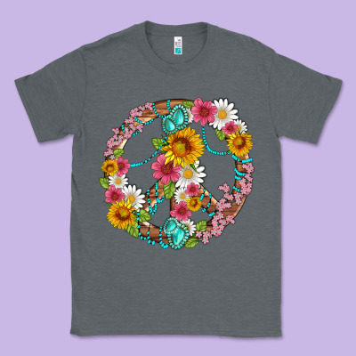 Floral Peace Sign With Gemstone Classic Tee Designed By Artiststas