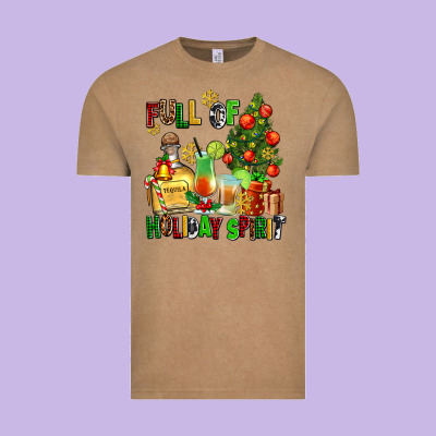 Full Of Holiday Spirit Vintage Tee Designed By Adodesignshop