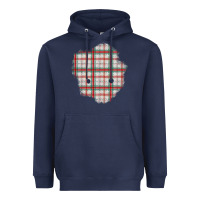 Navy Christmas Tartan Patch Heavyweight Hoodie - BundleAndBundleShop