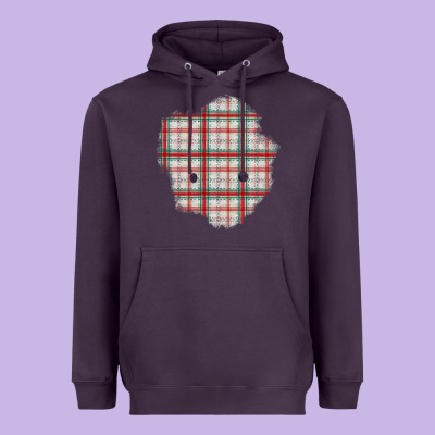 Christmas Tartan Patch Heavyweight Hoodie Designed By Bundleandbundleshop