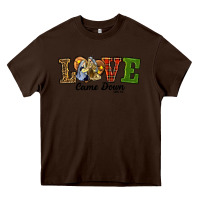 Chocolate Brown Love Came Down Baby Jesus Christmas Heavy Core Tee - RanaPortraitStore
