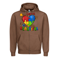 Chestnut different is beautiful autism Zipper Hoodie - MaliasSmallBusiness