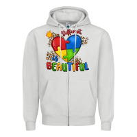 Dove Grey different is beautiful autism Zipper Hoodie - MaliasSmallBusiness