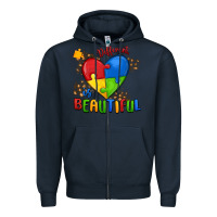 Navy different is beautiful autism Zipper Hoodie - MaliasSmallBusiness