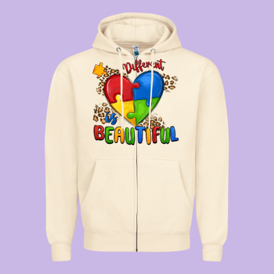 Different Is Beautiful Autism Zipper Hoodie Designed By Maliassmallbusiness